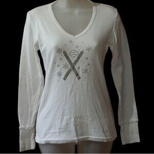 Harley Davidson White  Rhinestone Long Sleeve Bar & Shield Park City Utah Shirt